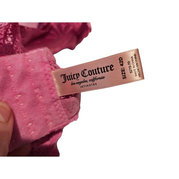 Juicy Couture Intimates Size 42D Pink Lace Sexy Pushup Underwire Bra Charm Clasp - Picture 5 of 9